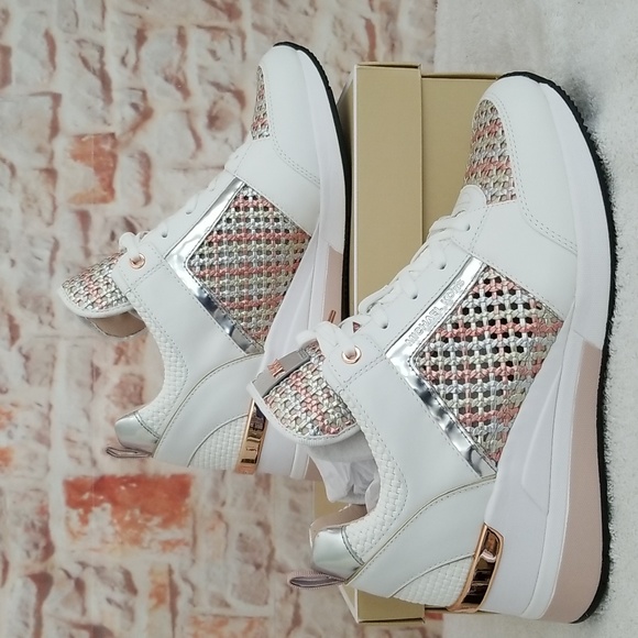 New Michael Kors Georgie Wedge Sneakers - Picture 3 of 10